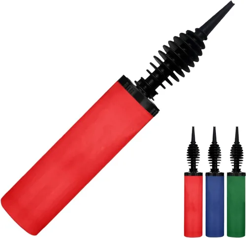 Bomba de globos, inflador para globos, soplador de juguetes, papel de aluminio y confeti bomba profesional, bomba de aire manual de doble acción Rojo