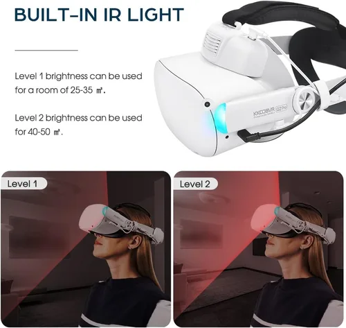 Vista 2 de KKCOBVR IR Battery Elite Head Strap with 10000mAh Magnetic Connection Compatible with MetaOculus Quest 2 Accessories, Buit-in Ir Illuminator for