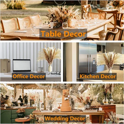 Vista 5 de 10 tallos de 46 pulgadas, decoración de hierba blanca de las pampas alta, hierba de pompas grande, ramo de decoración del hogar boho neutro, hierba
