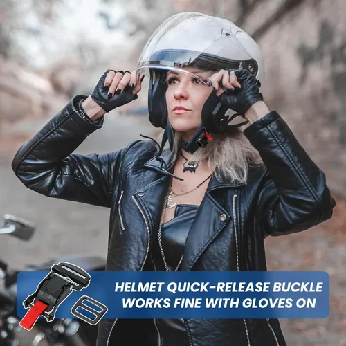 Vista 6 de Kit de hebilla de liberación rápida para casco, adaptador de correa de barbilla con trinquete de acero inoxidable para cascos de motocicleta, fácil