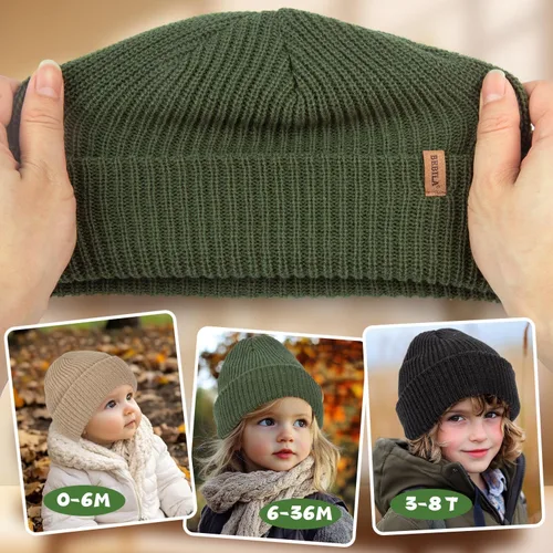 Vista 3 de Bebila Gorro de invierno para bebé, gorro de invierno para niños y niñas