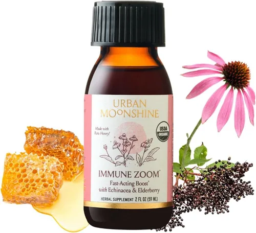 Urban Moonshine Immune Zoom - Aumento de la inmunidad de acción rápida - Jarabe de saúco orgánico - Equinácea - Miel cruda - Certificado orgánico -