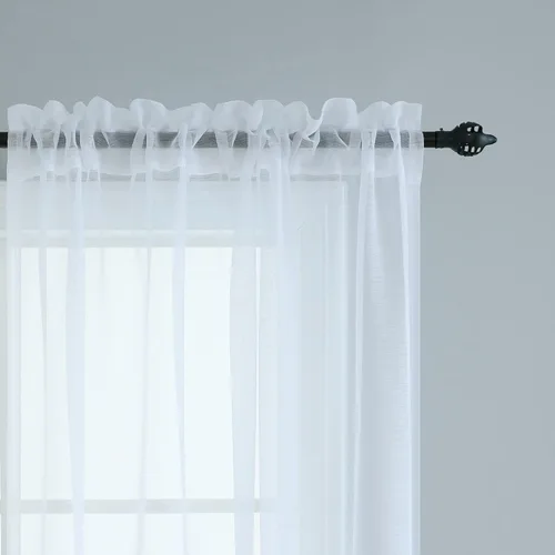 Vista 5 de Pitalk Cortinas traslúcidas blancas de 90 pulgadas de largo para sala de estar, juego de 2 paneles de cortinas transparentes con bolsillo para Blanco