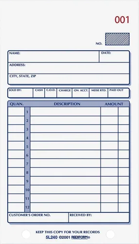 Rediform Libro de pedidos de ventas, sin carbono, 2 partes, 3.625 x 6.375 pulgadas, 50 formularios (5L240)