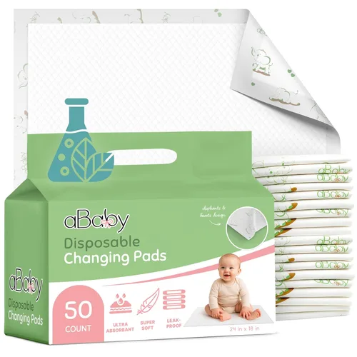 Almohadillas desechables para cambiar pañales de bebé (paquete de 50) Super suaves y súper absorbentes para cambiar pañales de bebé - Almohadillas
