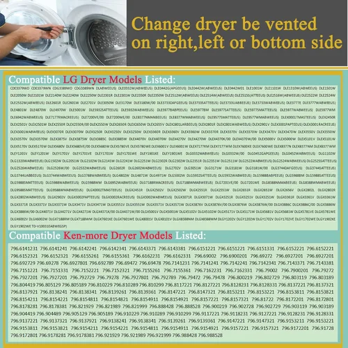 Vista 3 de 3911EZ9131X 383EEL9001B Kit de ventilación lateral universal para secador LG, conjunto de kit de ventilación compatible con Kenmore/Sears, pieza