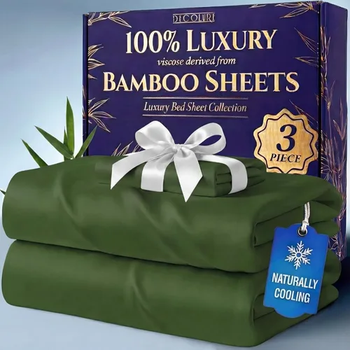 Vista 19 de DECOLURE Sábanas 100% Viscosa Derivada de Bambú Tamaño Individual - Sábanas de Lujo de 3 Piezas Naturalmente Refrescantes, Juego de Cama Ultra Suave