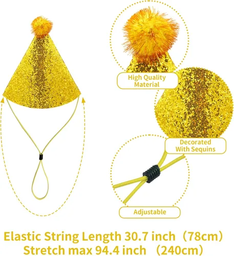 Vista 3 de 10 or 20 Pcs Large Party Hats for Adults Reusable Glitter Medium Birthday Party Hats for Stuffed Animal Toys