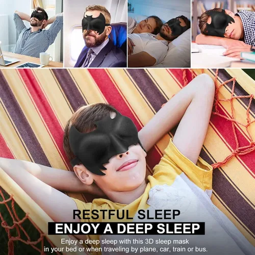 Vista 6 de Máscara de ojos para dormir máscara de sueño contorneada 3D hecha de espuma viscoelástica ligera y cómoda con correas ajustables cubierta de ojos