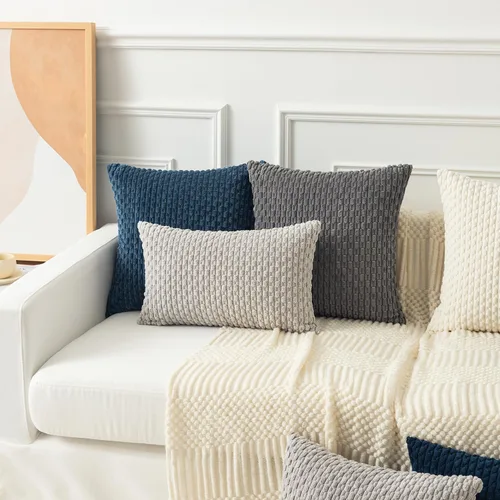 Vista 373 de Kevin Textile - Juego de 2 fundas de almohada decorativas de pana suave, estilo bohemio, a rayas, decoración del hogar para sofá, cama, sofá y sala