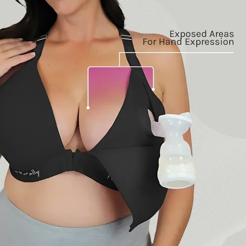 Vista 4 de Brasier de lactancia y bombeo, brasier de extractor de leche ajustable, brasier de bombeo sin alambre, manos libres, extractor de leche no incluido