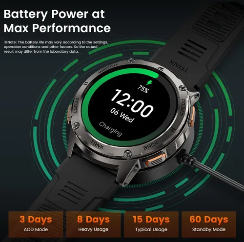 Vista 6 de KOSPET Reloj inteligente para hombre, batería extra larga de 60 días, resistente al agua hasta 164.0 ft para nadar, resistente reloj inteligente