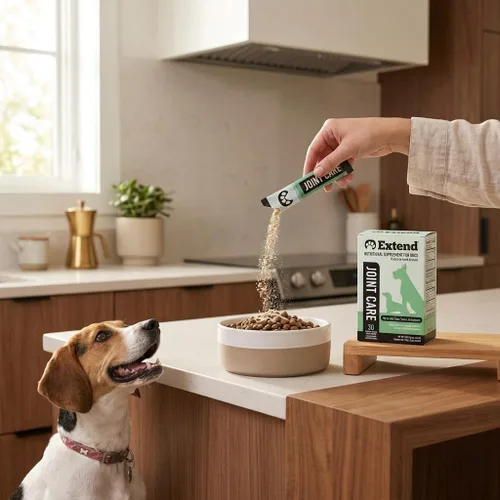 Vista 2 de Suplemento para perros Extend, cuidado de articulaciones para perros, suministro para 1 mes, glucosamina para perros con MSM y ácido ascórbico