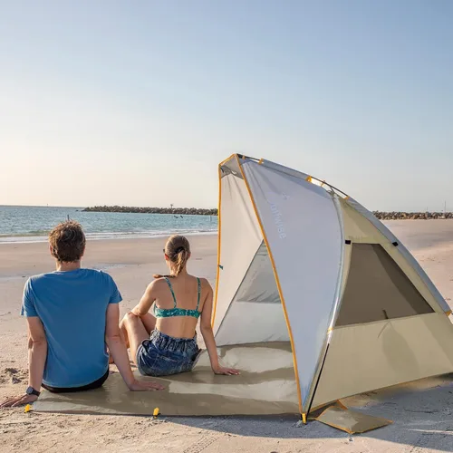 Vista 14 de WolfWise Tienda de campaña de playa UPF 50+ parasol para toldo, color verde menta, XL