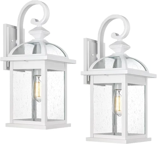 Vista 23 de Darkaway Accesorios de iluminación exterior para montaje en pared, aplique de pared al aire libre con vidrio sembrado, impermeable, accesorio