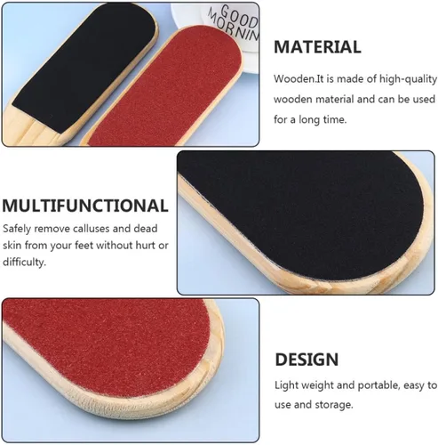 Vista 5 de 4 Pcs Double-Sided Wood Foot File Pedicure Tool Callus Remover Foot Scraper Dead Skin Remover and Heel Treatment