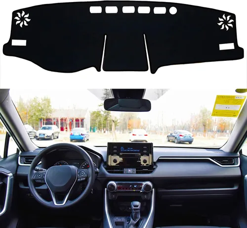 Vista 15 de SENSHINE para Toyota Rav4 2013 2014 2015 2016 2017 2018 Funda para Salpicadero, Funda para Consola Central, Alfombrilla para Tablero, Alfombra