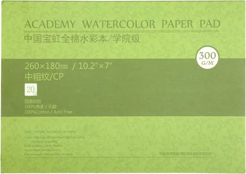 MEEDEN 10x7 Bloque de papel para acuarela de algodón, papel para acuarela con superficie texturizada, prensado en frío, 140 lb/300 g/m², 20 hojas
