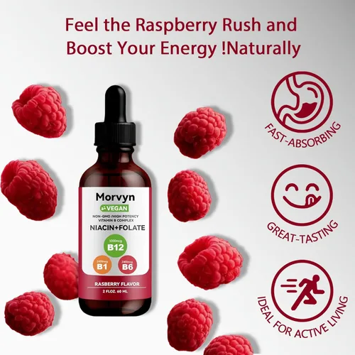 Vista 3 de Morvyn Gotas líquidas de vitamina esencial Gotas líquidas de complejo de vitamina B 5 en 1 Gotas B12 B6 B1 - 2.0 fl oz (1 unidad)