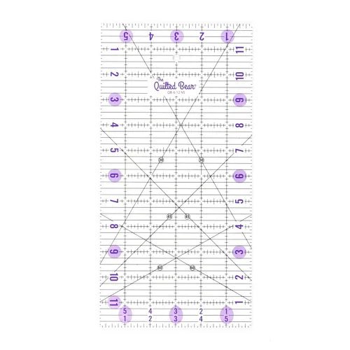 Vista 28 de The Quilted Bear Reglas de Acolchado - Regla Acrílica Transparente Antideslizante para Acolchado, Patchwork y Costura con Líneas Negras Claras