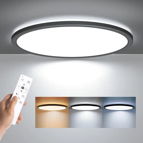 Vista 9 de BLNAN Luminaria de Techo LED Regulable de Montaje al Ras con Control Remoto, Lámpara de Techo Redonda de 15.4 Pulgadas, 36W, 3000K-6500K, Ultra
