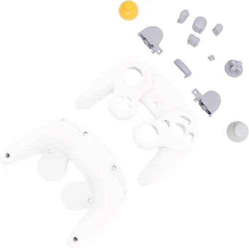Vista 3 de eXtremeRate Placa trasera blanca para Nintendo Gamecube Controller, cubierta de repuesto de agarre suave al tacto con botones para Nintendo Gamecube