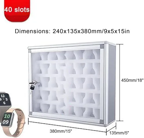 Vista 3 de Cell Phone Watch Lock Box - Aluminum Alloy Safe Jail with 20/40/60 Slots for Office & School Security, Space-Saving Organizer for Smartwatches &