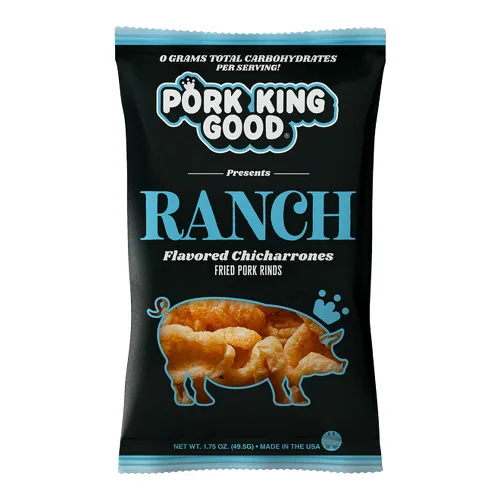 Pork King Good Chicharrones de cerdo Ranch (Chicharrones) (paquete de 4) Snacks