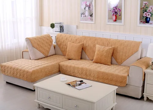 Vista 3 de vctops Funda de sofá de felpa con diamantes de terciopelo suave, funda antideslizante para sofá modular para perros, gatos y mascotas, para sofá