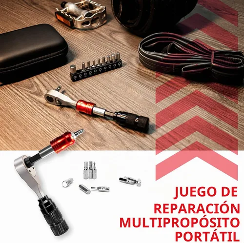 Vista 5 de EMERK Kit de herramientas de reparación de bicicletas: kit de herramientas múltiples para bicicleta con mini bomba, herramienta reversible