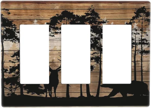 Vista 54 de Mid Century Morden Boho - Placa de pared para interruptor de luz dúplex de 1 banda, placa frontal decorativa eléctrica para receptáculo para baño