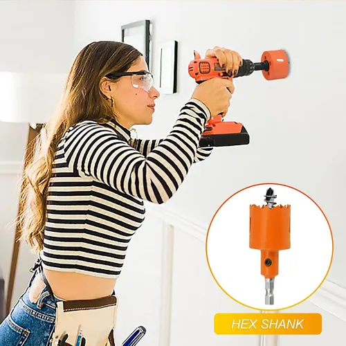 Vista 5 de Sierra perforadora HSS de 1.102 in/1-7/64 pulgadas con eje bimetálico para tableros de madera para agujeros de maíz de madera, paneles de yeso