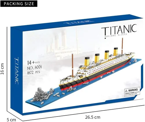 Vista 5 de Titanic Architecture Set Micro Building Blocks Model Kit para adultos, edad de 14+ 1872 piezas