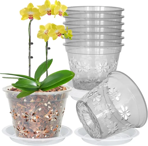 Maceta de orquídeas, paquete de 8 macetas de orquídeas de 4 pulgadas con