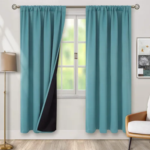 Vista 91 de BGment - Cortinas opacas para sala de estar de 63 pulgadas de largo, juego de 2 paneles, cortinas para oscurecer toda la habitación, cortinas