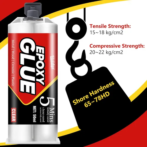 Vista 5 de Pegamento Epoxy de 5 Minutos, Adhesivo Epoxy de Curación Rápida de 3.4oz para Metal, Plástico, Vidrio, Madera, Cerámica y Más, Pegamento