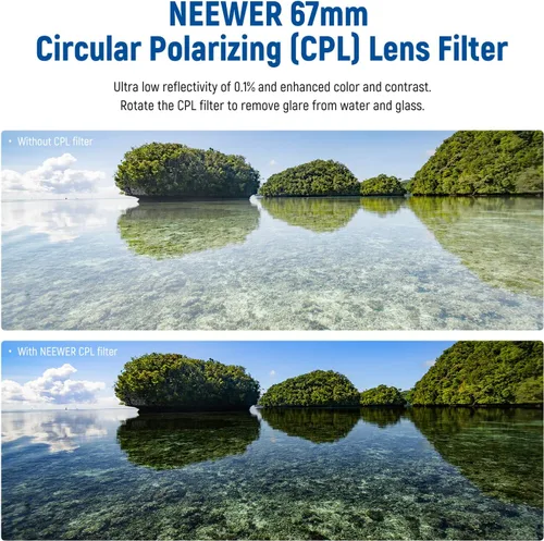 Vista 2 de Neewer Filtro Polarizador Circular de 67mm con 30 Capas de Nano Recubrimiento Multirresistente (CPL) Reduce el Deslumbramiento/Mejora