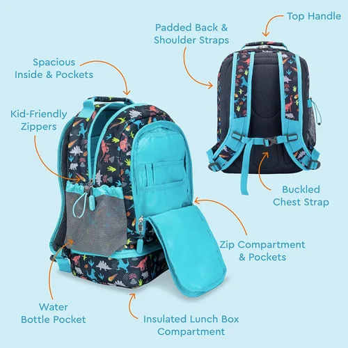 Vista 3 de Bentgo Kids Prints, 2 en 1, Mochila y lonchera aislada