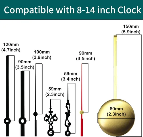 Vista 2 de 12888 Westminster Melody - Mecanismo de reloj con péndulo y 2 juegos de manecillas, diseña tu reloj de pared creativo, adecuado para piezas de reloj