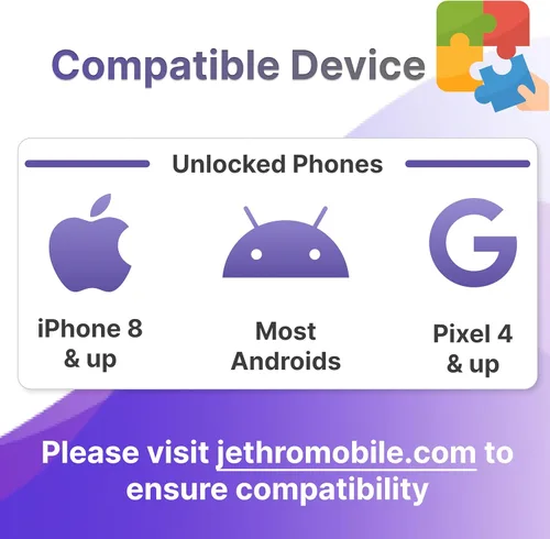 Vista 7 de Jethro Mobile Plan prepago – 30 días de conversación y texto ilimitados + 10 GB de datos de alta velocidad Funciona con iPhone, Android