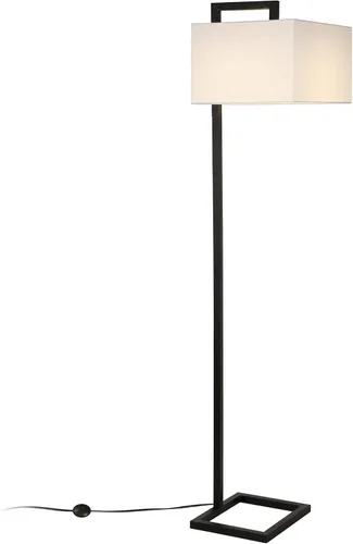 Vista 5 de Henn&Hart 68" Traditional 1-Light Floor Lamp with White Fabric Rectangle Shade for Living Room, Bedroom, or Office, Black