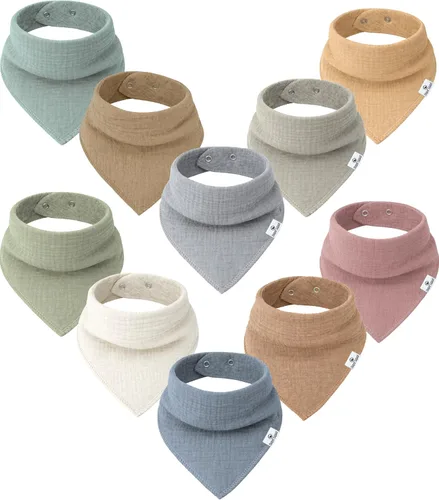 Vista 17 de DiaperSquad's 100% Organic Cotton Baby Drool Bibs, Super Absorbent & Adjustable Baby Bibs for Drooling and Teething