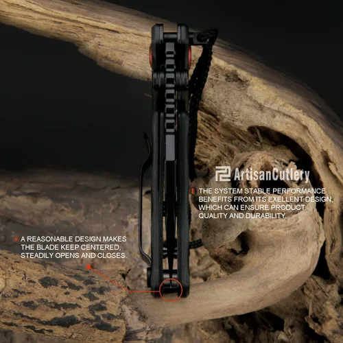 Vista 5 de ARTISANCUTLERY Cuchillo táctico Proponent Subsize (1820PS) Hoja de acero D2 negra con PVD y mango G10, negro