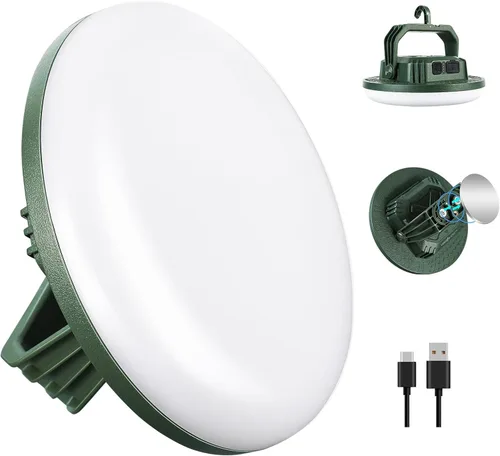 Vista 9 de VAVOFO Linterna LED de Campamento Recargable de 30W, 3000LM, 124 LED con 3 Modos de Iluminación, Luz Portátil para Tienda de 7200mAh con Imán