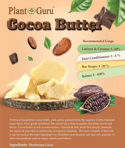 Vista 7 de Plant Guru Mantequilla de cacao cruda de 1 libra – 100% puro natural sin refinar grano de cacao Arriba Nacional, ideal para hacer chocolate, jabón