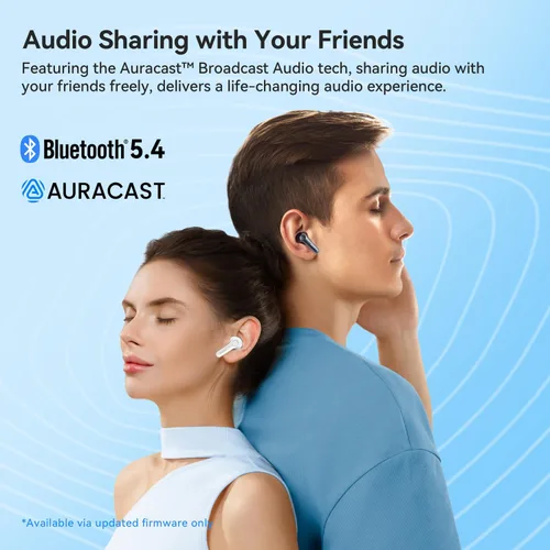Vista 8 de EarFun Air Pro 4 Auriculares inalámbricos con cancelación de ruido híbrida adaptativa, sonido Qualcomm Snapdragon, aptX™ sin pérdida, 6 micrófonos