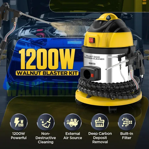 Vista 2 de Kit de pistola de nogal para limpieza de carbono, máquina limpiadora de válvula de admisión de motor de 1200 W, removedor de carbono para motor