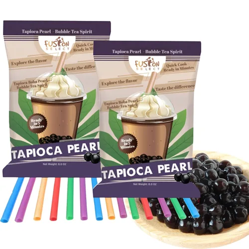 Vista 6 de Fusion Select Tapioca Pearl - Tapioca de cocción rápida con sabor a azúcar morena, Boba para té Boba listo en 5 minutos, perlas Boba, perlas de té