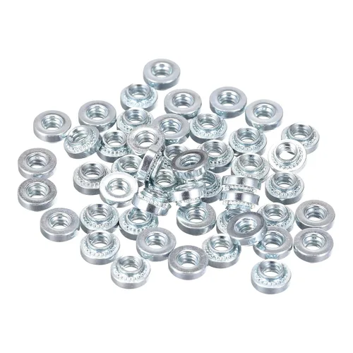 Vista 6 de uxcell Tuercas autoadhesivas, acero al carbono #4-40 x 0.1 pulgadas con tuerca de remache galvanizado de cabeza redonda, acero de cabeza redonda