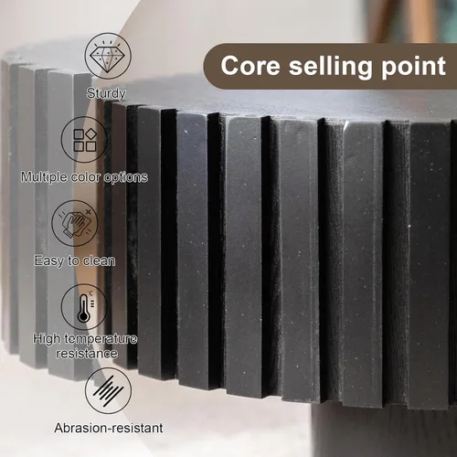 Vista 5 de Oval Drum Coffee Table, Fluted Modern Unique Tea Tables, Center Tables for Living Room, Small Space, Apartment, Farmhouse